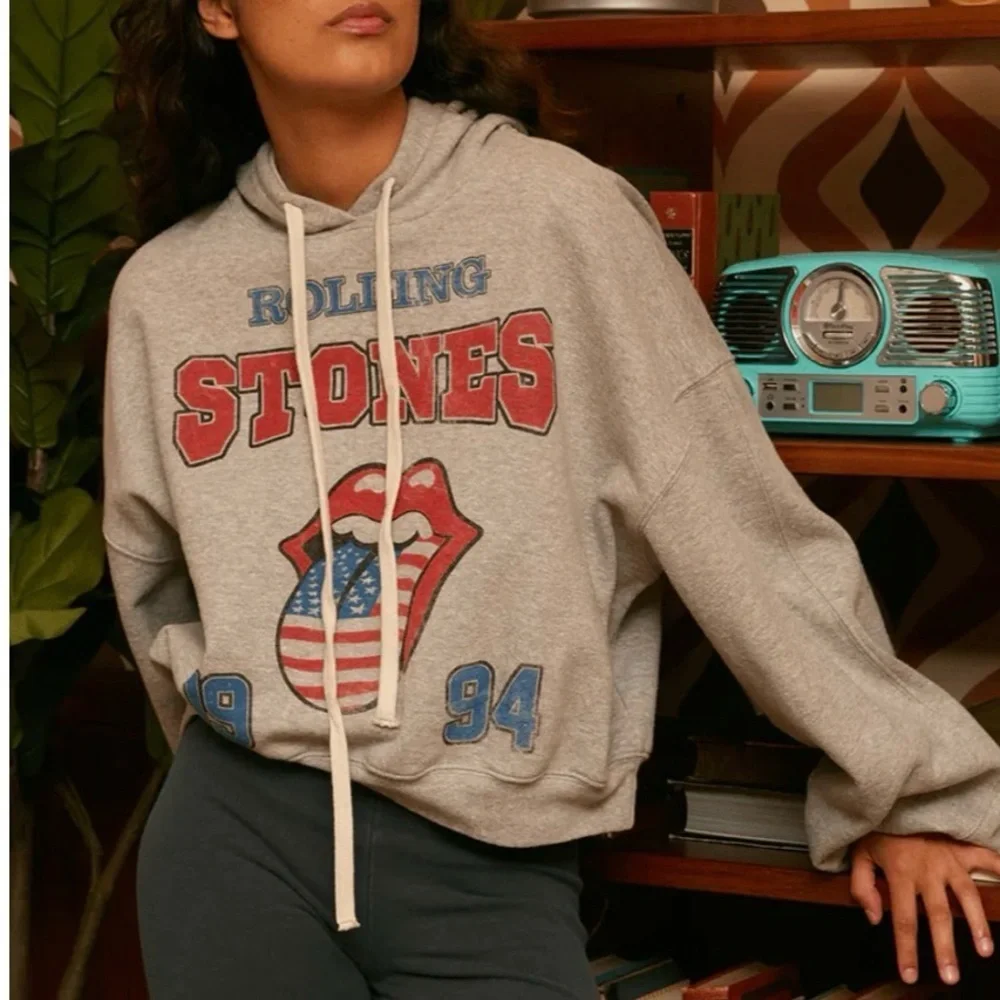 Rolling Stones Gray Hoodie with Graphic Print