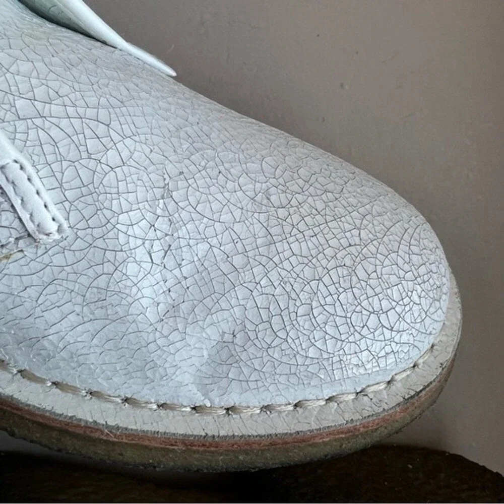 Tory Burch Bergen White Crackle Leather‎ Ankle Boots Booties Women 10 Academia