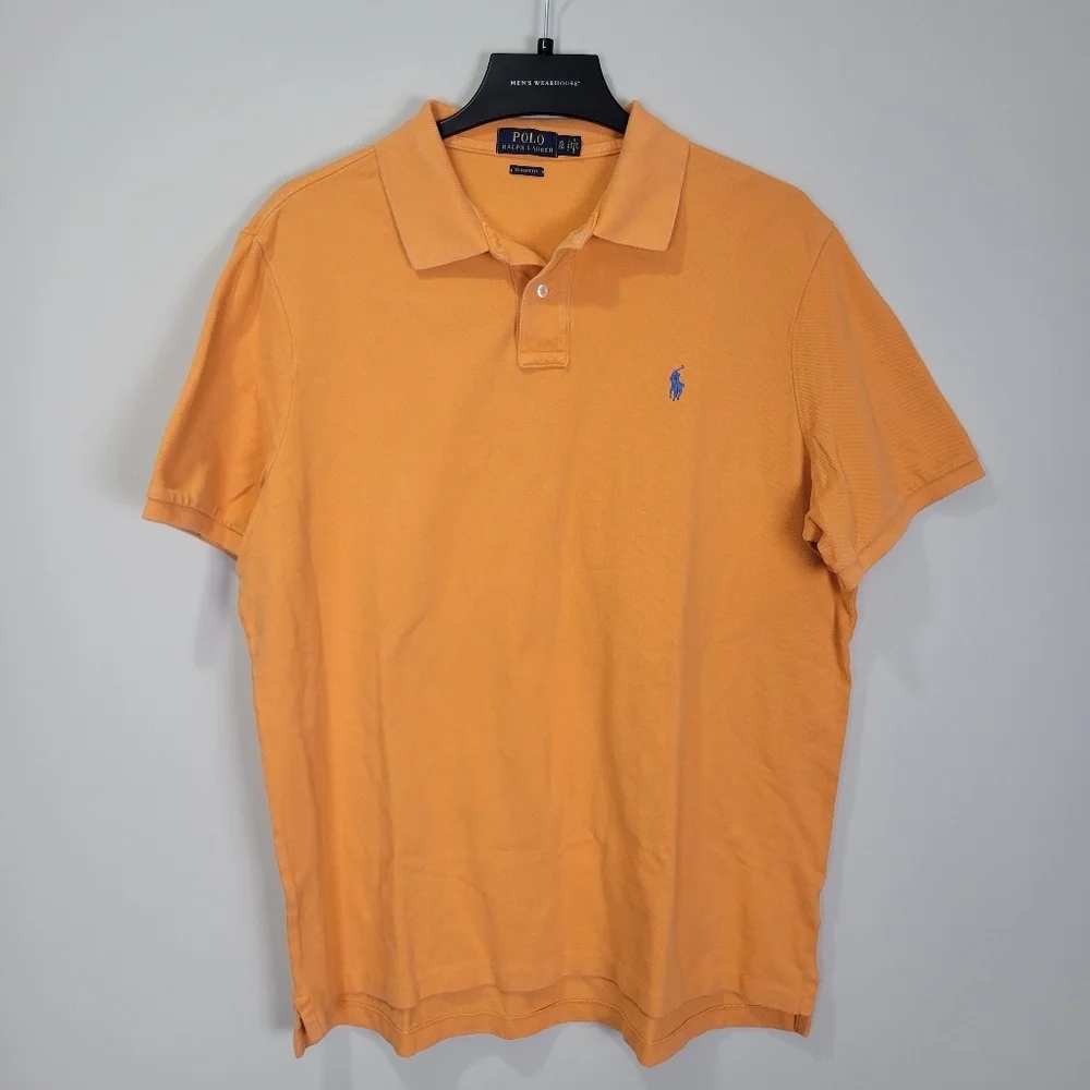 Ralph Lauren Polo Orange Short Sleeve Shirt Pony Logo Men's XL Classic Fit