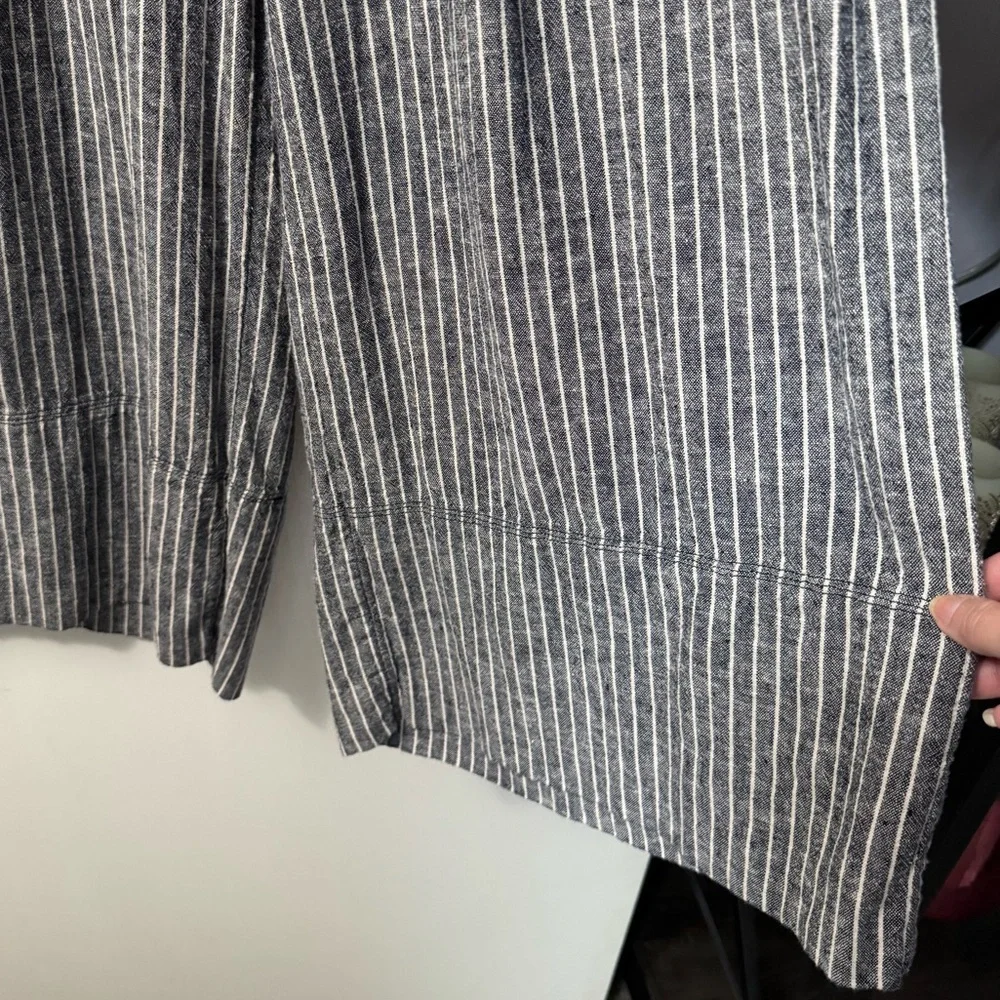 Banana Republic Linen Blend High Rise Striped Wide Leg Cropped Pants