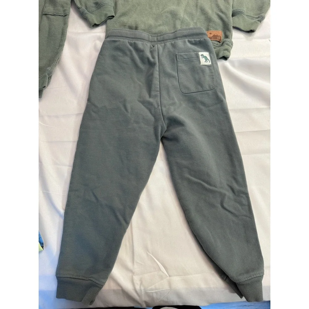 Carter's Cat & Jack Toddler Boy 3T Dino Waffle Knit Jogger Outfit Bundle 4pc