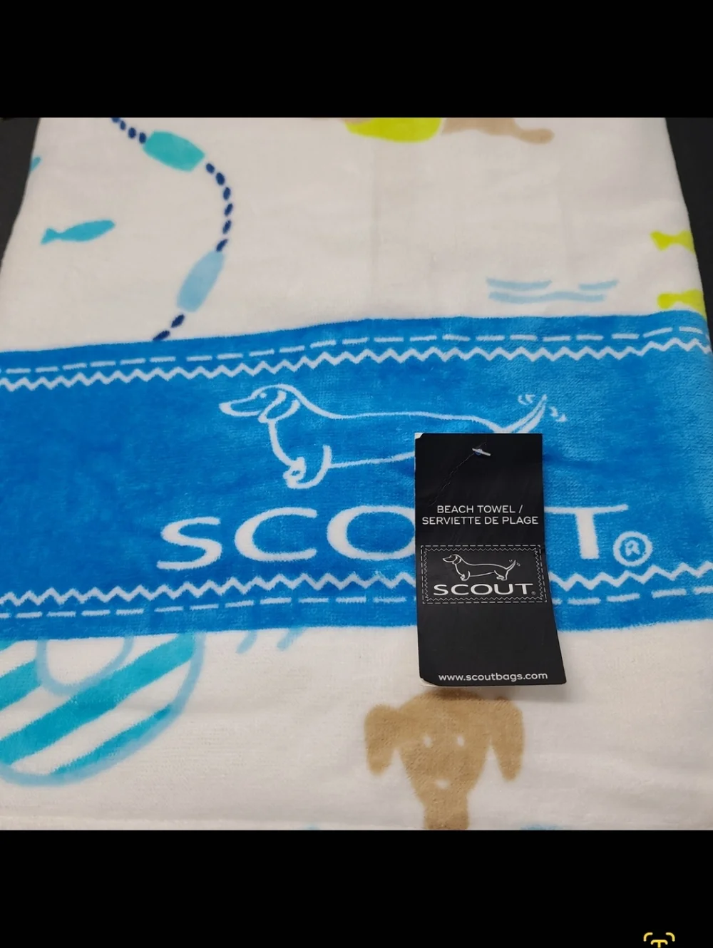 SCOUT Dachshund Dog Doxie Pool BEACH TOWEL Blanket Bath Nautical Seashore New