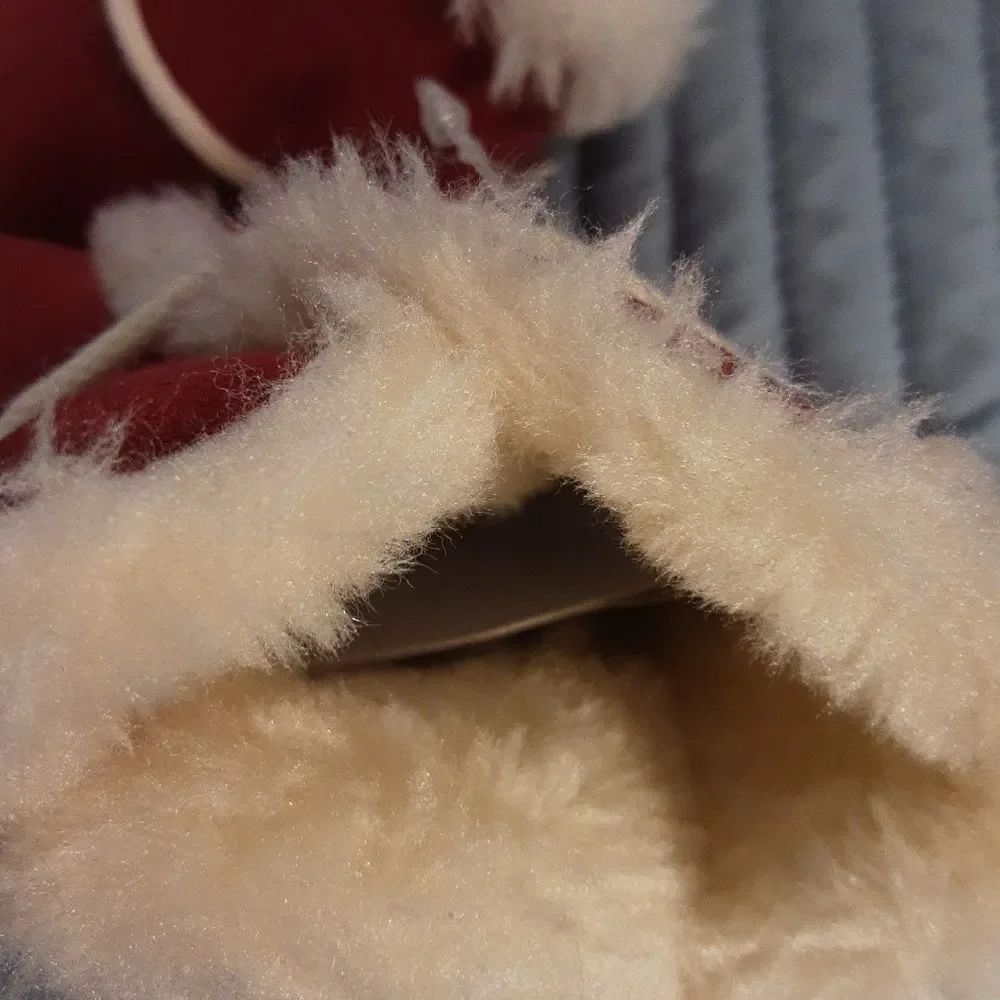 Suede Baby Boots‎ Faux Fur Rust with Cream Lining size 1 NEW