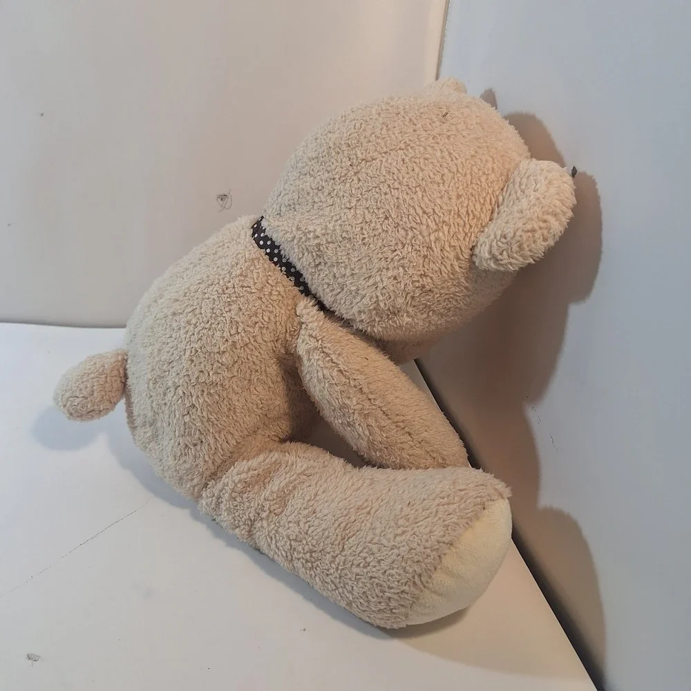 Carter's‎ Tan Soft Plush Teddy Bear w/ Brown White Spots Bow Stuffed Animal