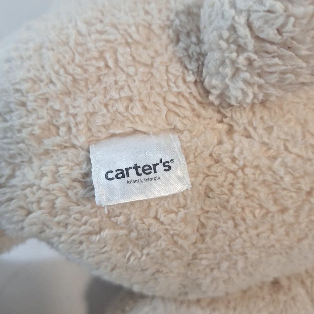 Carter's‎ Tan Soft Plush Teddy Bear w/ Brown White Spots Bow Stuffed Animal
