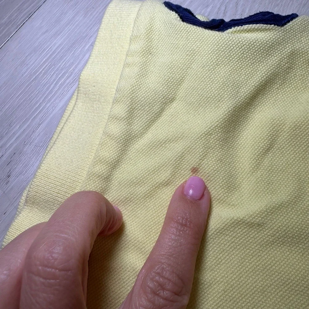 Polo Ralph Lauren men's big pony 3 yellow golf collar‎ shirt large preppy y2k
