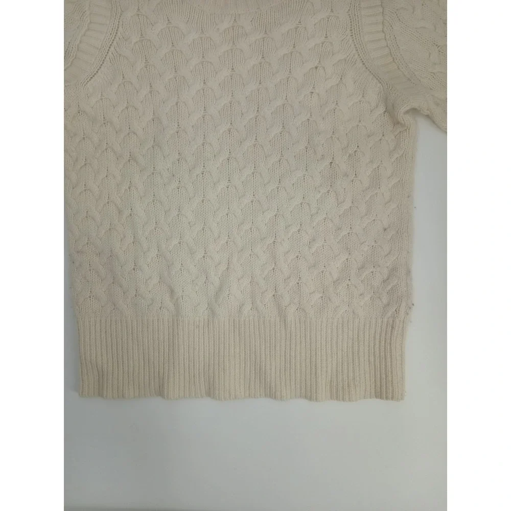 J.Crew‎ Womens Cable Knit Sweater Cream Ivory Wool Angora Blend Crew Neck Small