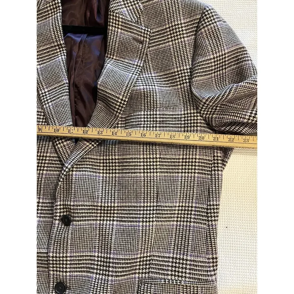 Peter Millar Tweed Houndstooth Wool Cashmere Blazer Sports Coat 46T Canada Union