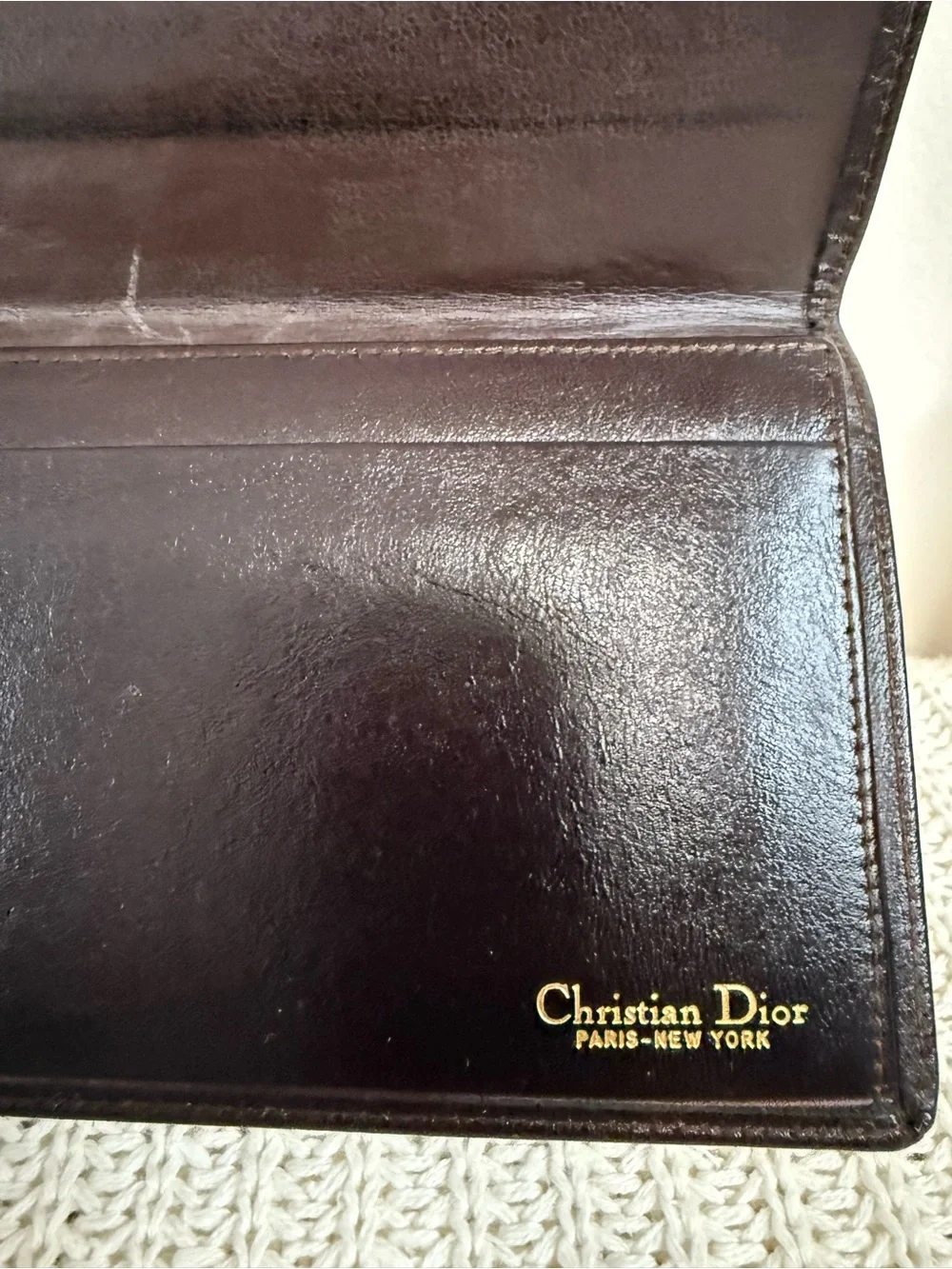 Christian Dior Vintage Classic Chocolate Brown Leather checkbook/ Wallet