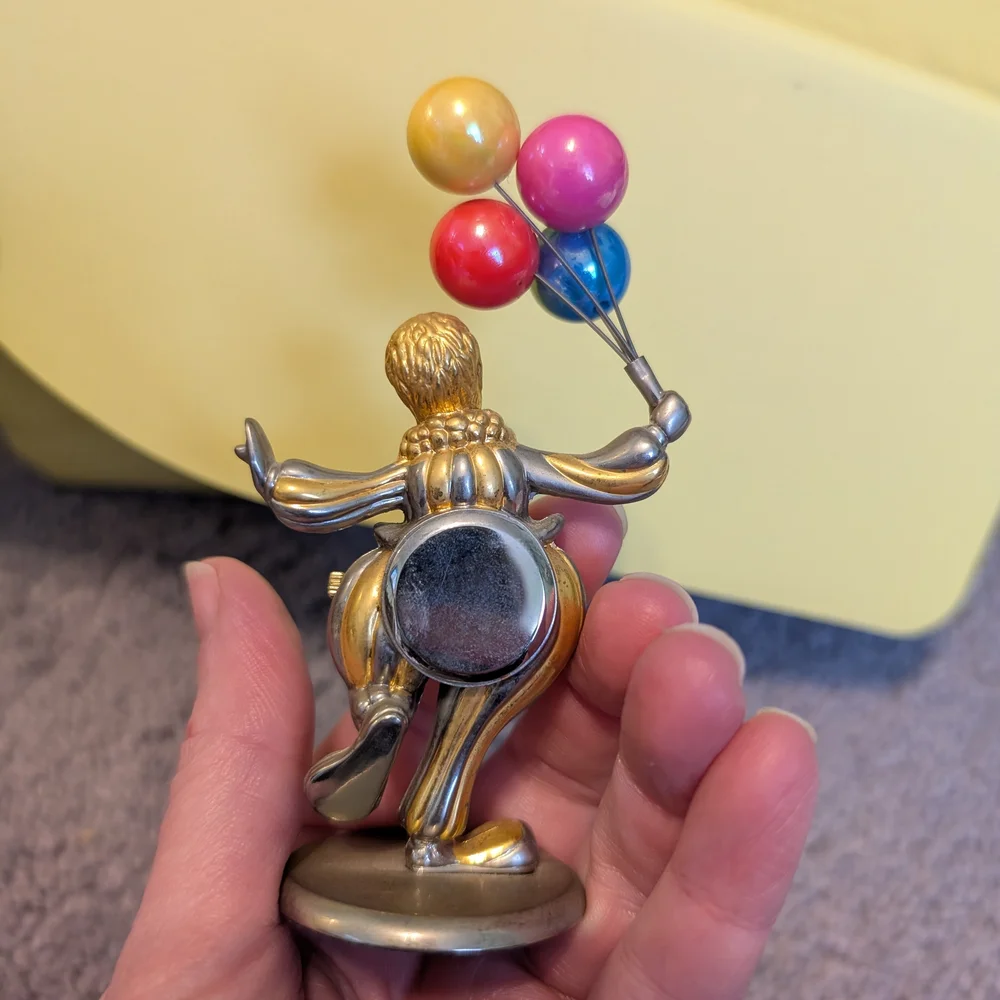 Case China Colorful Balloons Gold Silver Clown Balloon Clock Figurine