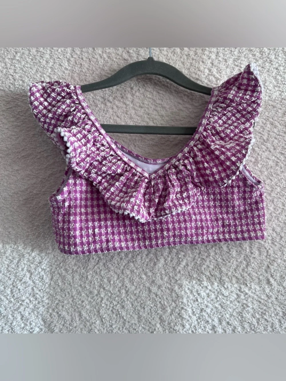 Janie And Jack Two Piece Bikini Set Seersucker Purple White‎ Bathing Suit Size 8