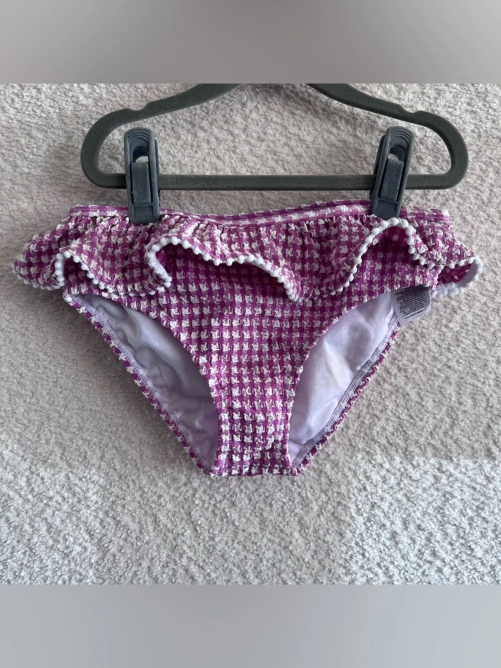 Janie And Jack Two Piece Bikini Set Seersucker Purple White‎ Bathing Suit Size 8