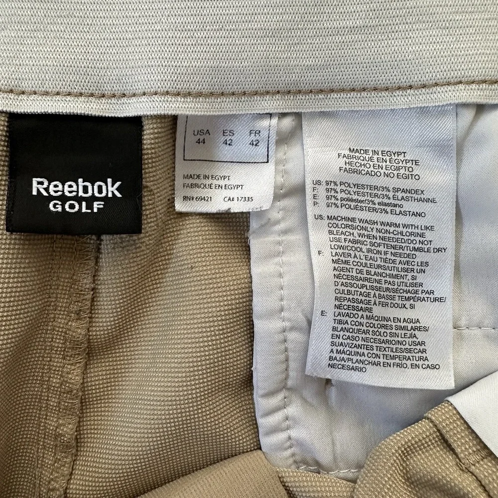 Reebok‎ Golf Mens 44 Chino Khakis Shorts Khaki Beige Pleated Front Lightweight