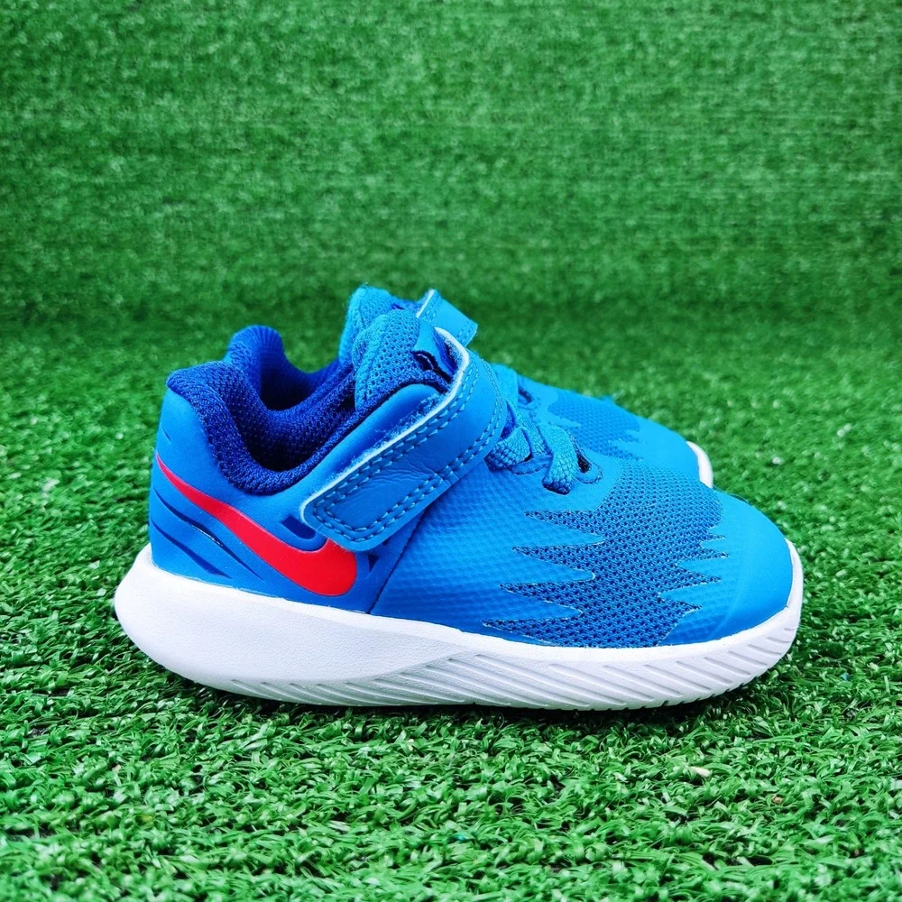 Nike Sneakers Kids 5C Blue Star Runner 2 AT5299-408 Hook Loop Athletic Shoes