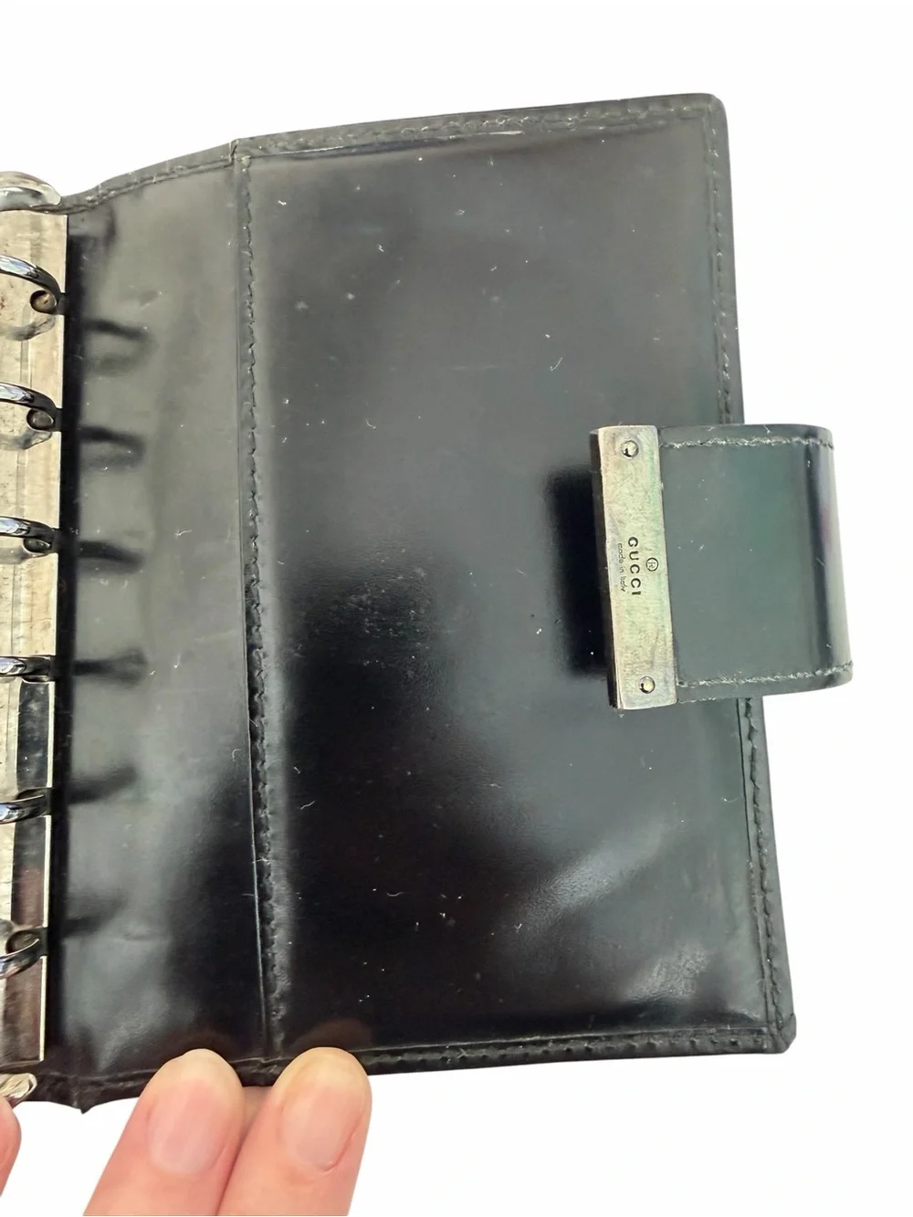 Gucci Vintage Black Canvas 6-Ring Agenda Planner
