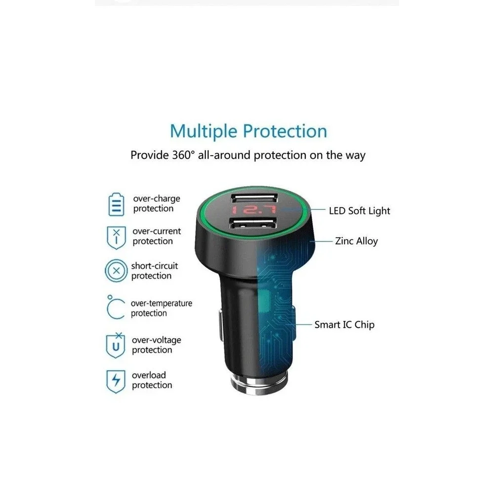Palumma 24W/4.8A Dual USB Car Charger, 12V to USB Outlet with Cigarette Lighter