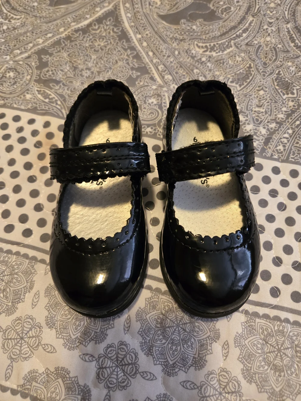 Carter's Black Patent Mary Jane Baby Walker Shoes Size 6