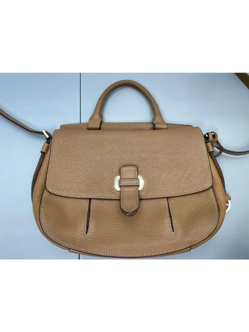 Michael Kors Romy Leather Crossbody Bag Saddle Messenger Pebbled Leather Brown