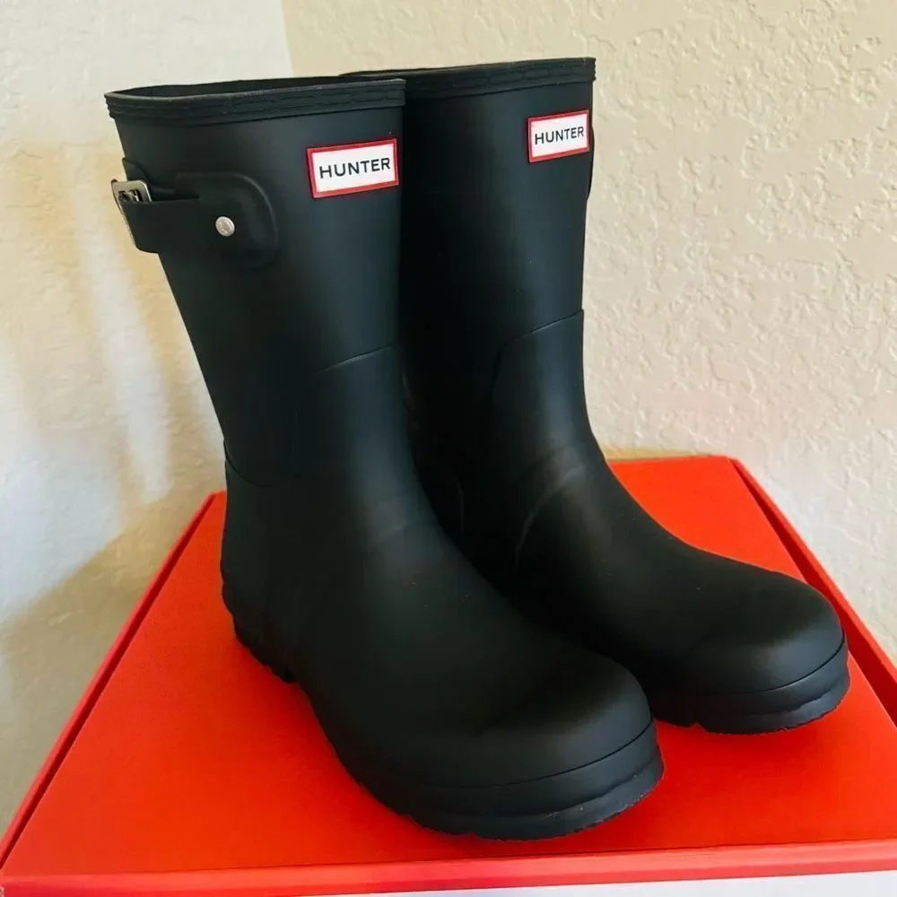 HUNTER Original Short Waterproof Rain Boot, Rubber Black, Size 13,‎ NWT