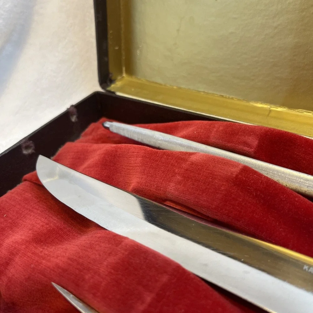 Vintage KA-BAR Master Cutlers Carving Knife Fork‎ Sharpener Set Union Cutlery