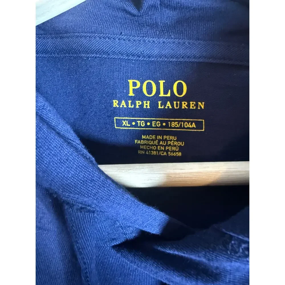Polo Ralph Lauren Mens Big Pony Pixelated Graphic Blue Red XL Lightweight Hoodie