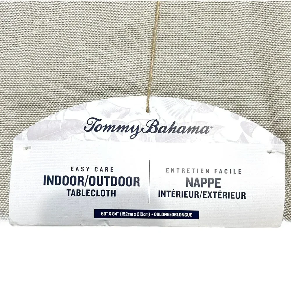 Tommy Bahama Easy Care Indoor/Outdoor Tablecloth NWT Sz 60 x 84in Cream Oblong