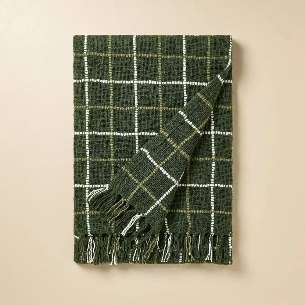 Plaid Woven Throw Blanket‎ Green - Hearth & Hand Magnolia Christmas 2024