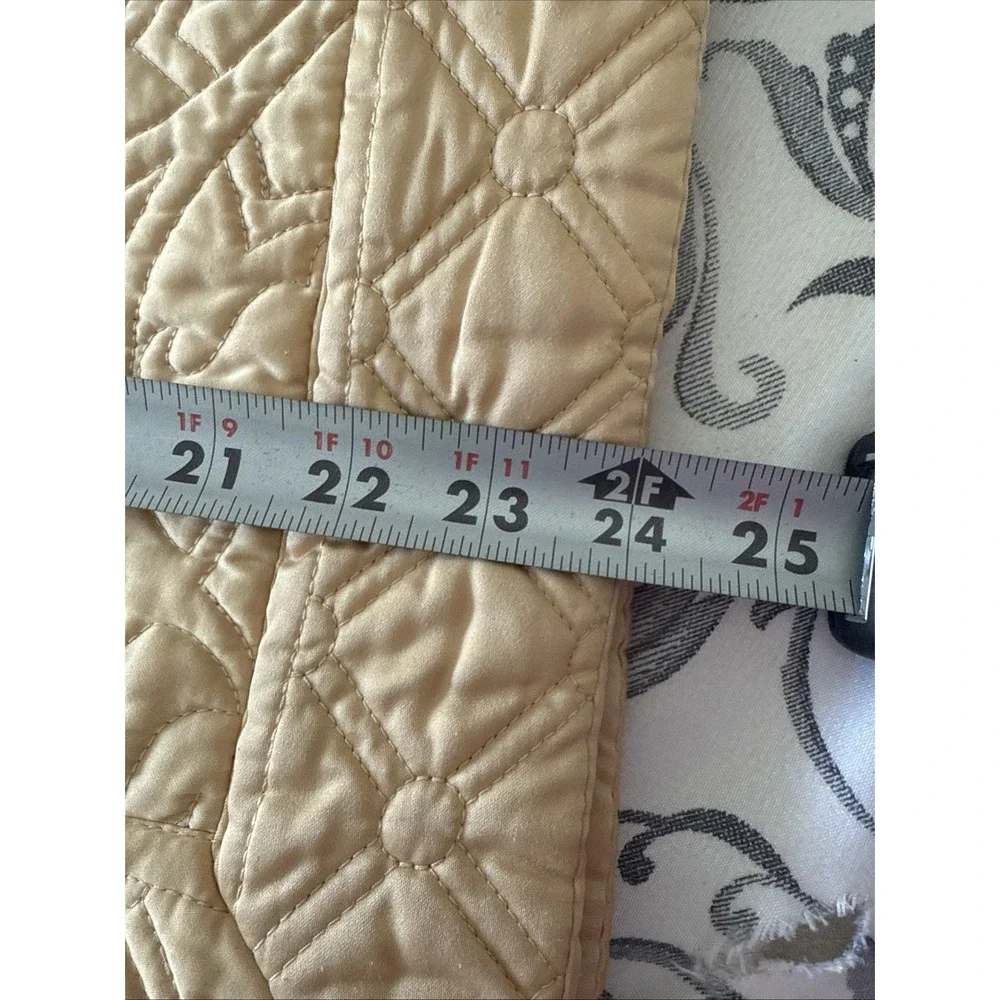 Wamsutta Standard Sham Gold Quilted Satin Floral Stitch Cotton Blend 24x30 Set 4