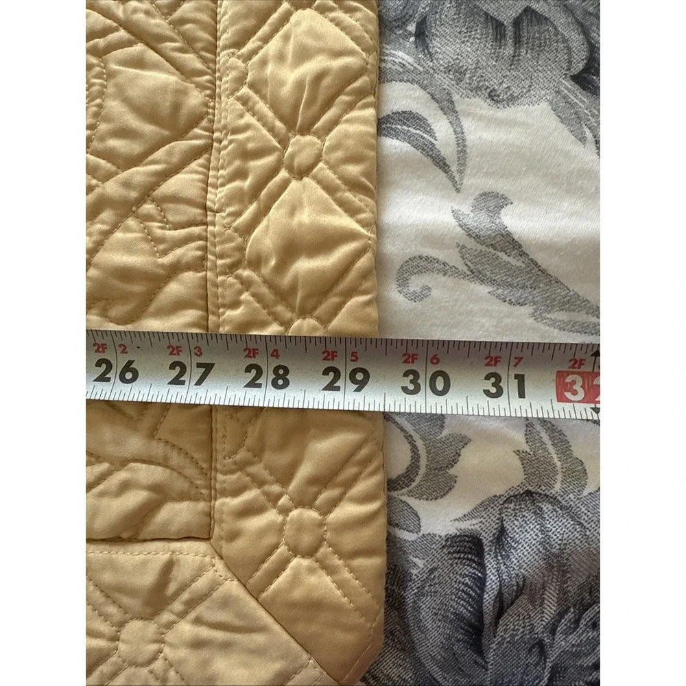 Wamsutta Standard Sham Gold Quilted Satin Floral Stitch Cotton Blend 24x30 Set 4
