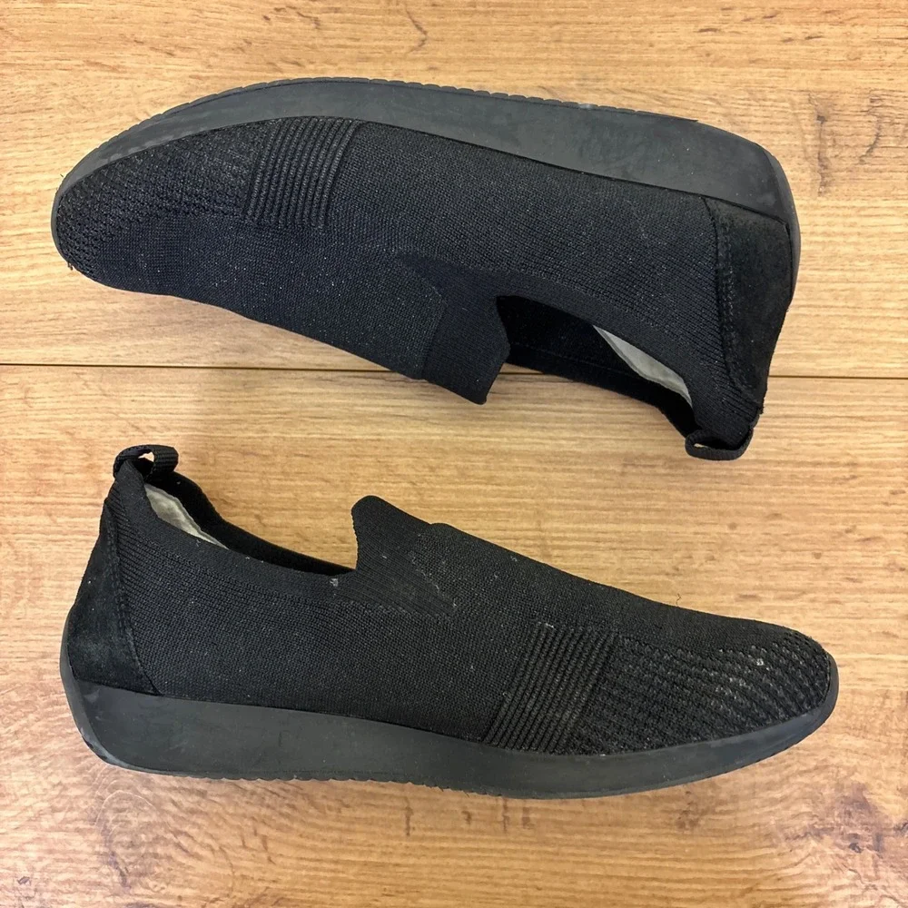 ARA Leena Sneaker Black Woven Knit Women Size‎ 5 Slip On Casual Comfort Stretch