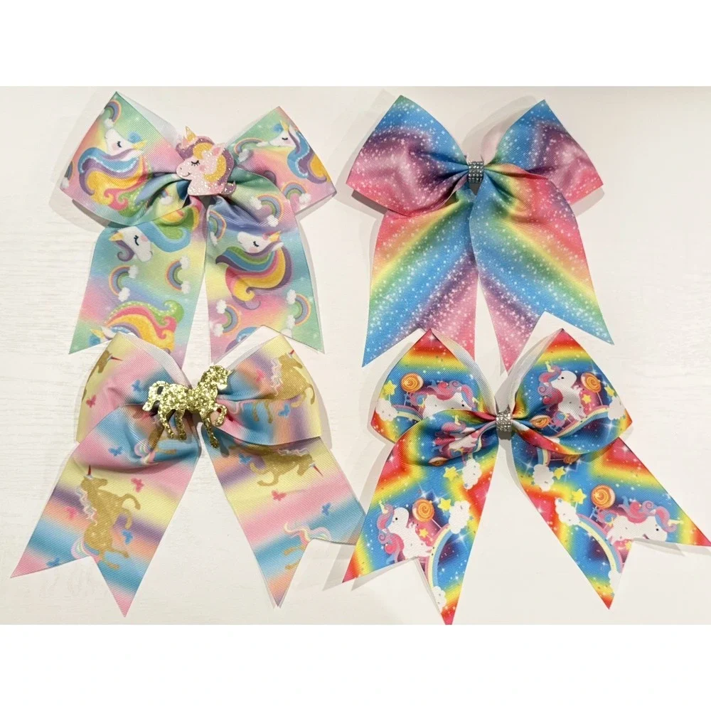KLASS Girls Hair Bows Lot Bundle Unicorn Heart Rainbow 6
