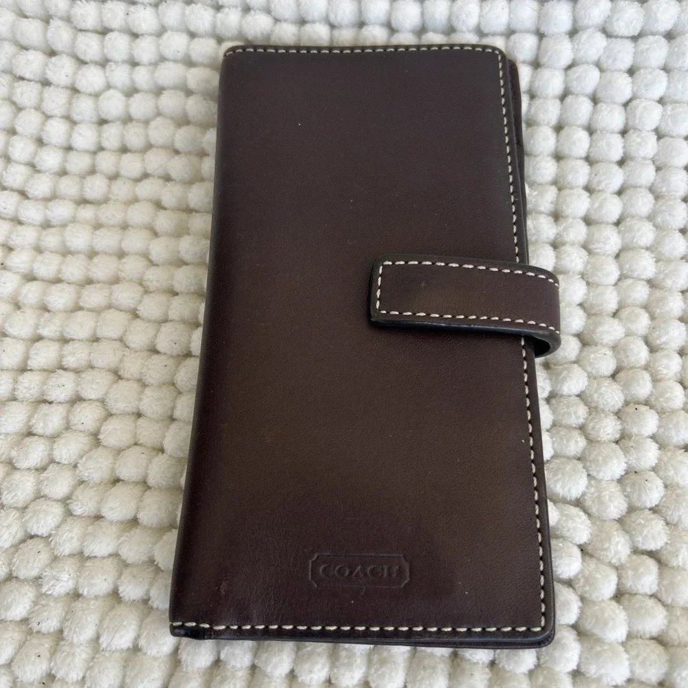 Authentic Coach Womens Leather Snap Closure Bi Fold Cardholder‎ Wallet Brown