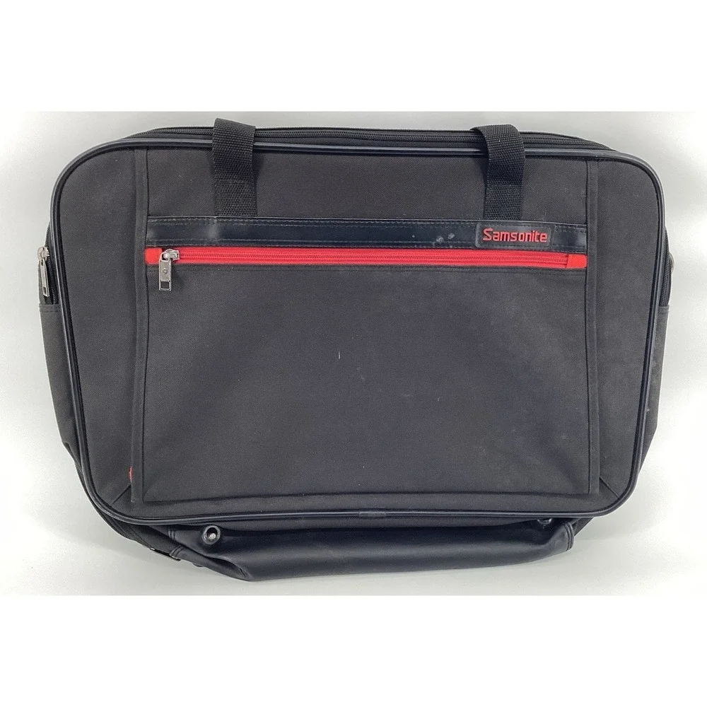 Samsonite Padded Laptop Bag Briefcase Messenger No Shoulder Strap Black & Red