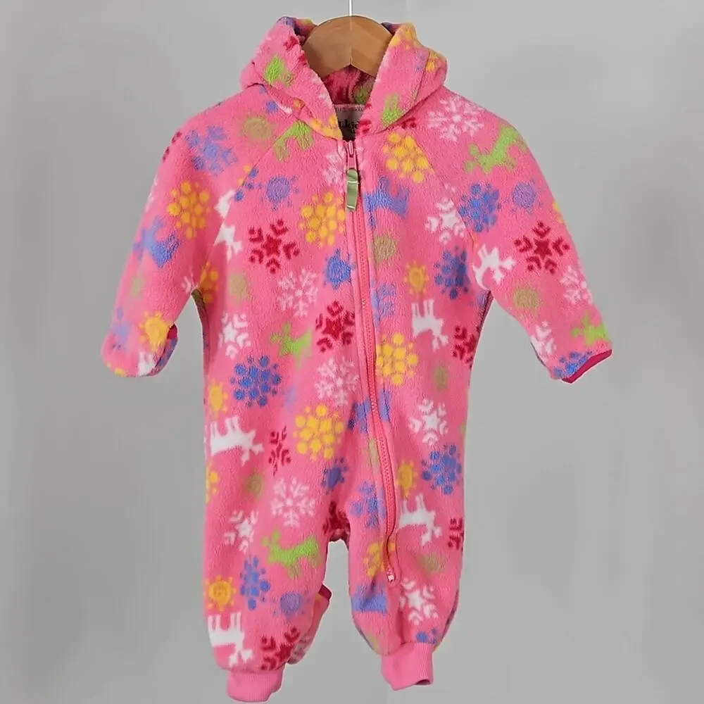 L.L. Bean Vintage L.L. Kids Pink Fleece Winter Baby Bunting |‎ Infant 3-6 Months