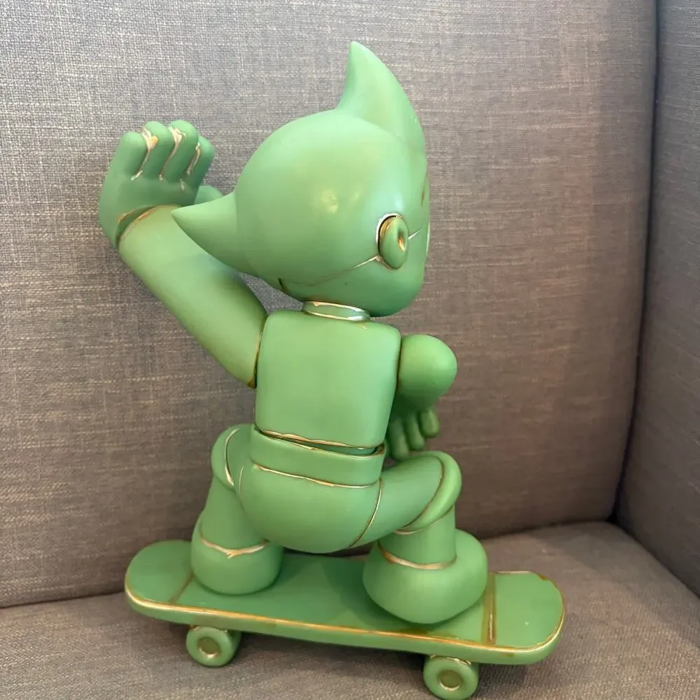 Tezuka Astro Boy Freestyle Jade Green Aged Copper Figure With Skateboard
