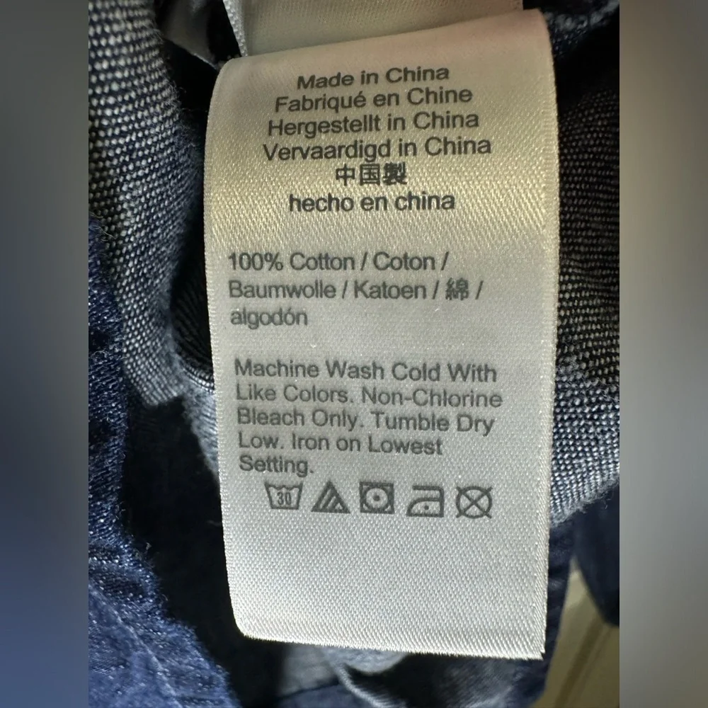 J Crew Long Puff Sleeve Chambray Top Dark Wash Smocked Top