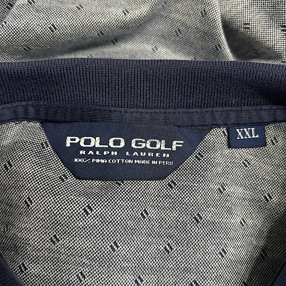 RALPH LAUREN MENS GOLF POLO SHORT SLEEVE NAVY PIQUE KNIT PATTERN PONY LOGO XXL