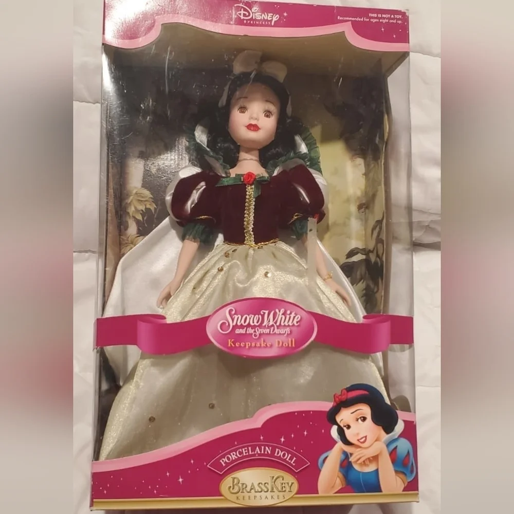 Disney Snow White Porcelain Doll - Red, White, Gold
