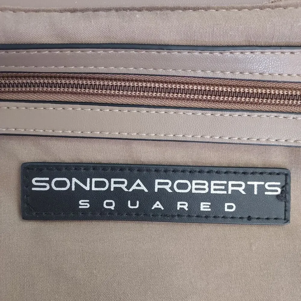 Sondra Roberts Squared Quilted Faux Vegan Taupe Leather Shoulder Clutch Purse