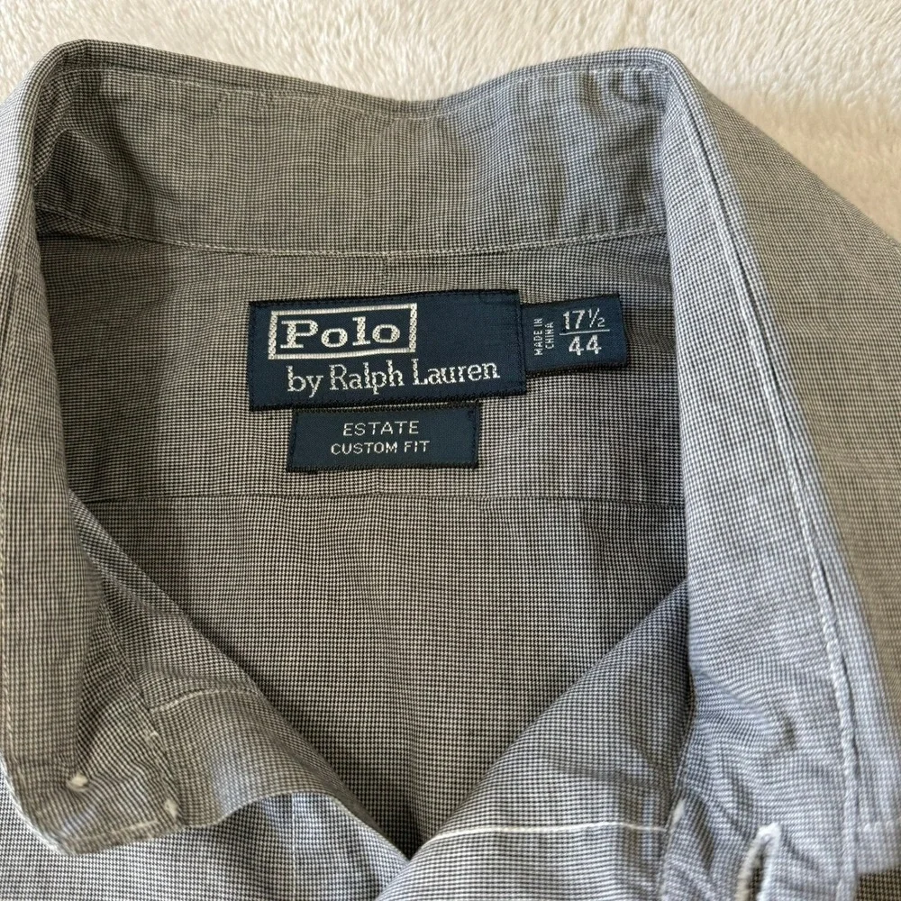 Polo Ralph Lauren Mens Estate Custom Gray‎ Dress Shirt Size 17 1/2 French Cuff