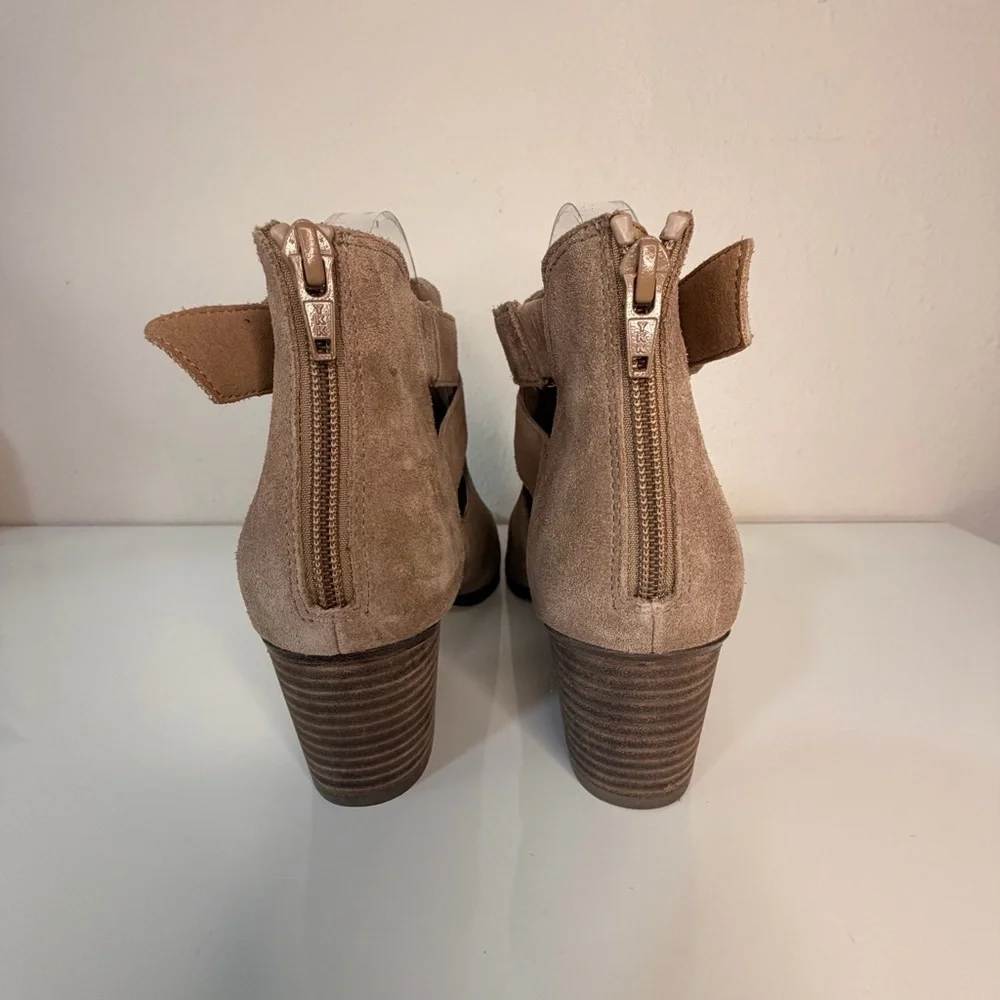 Sole Society Taupe Suede Cutout Ankle Booties