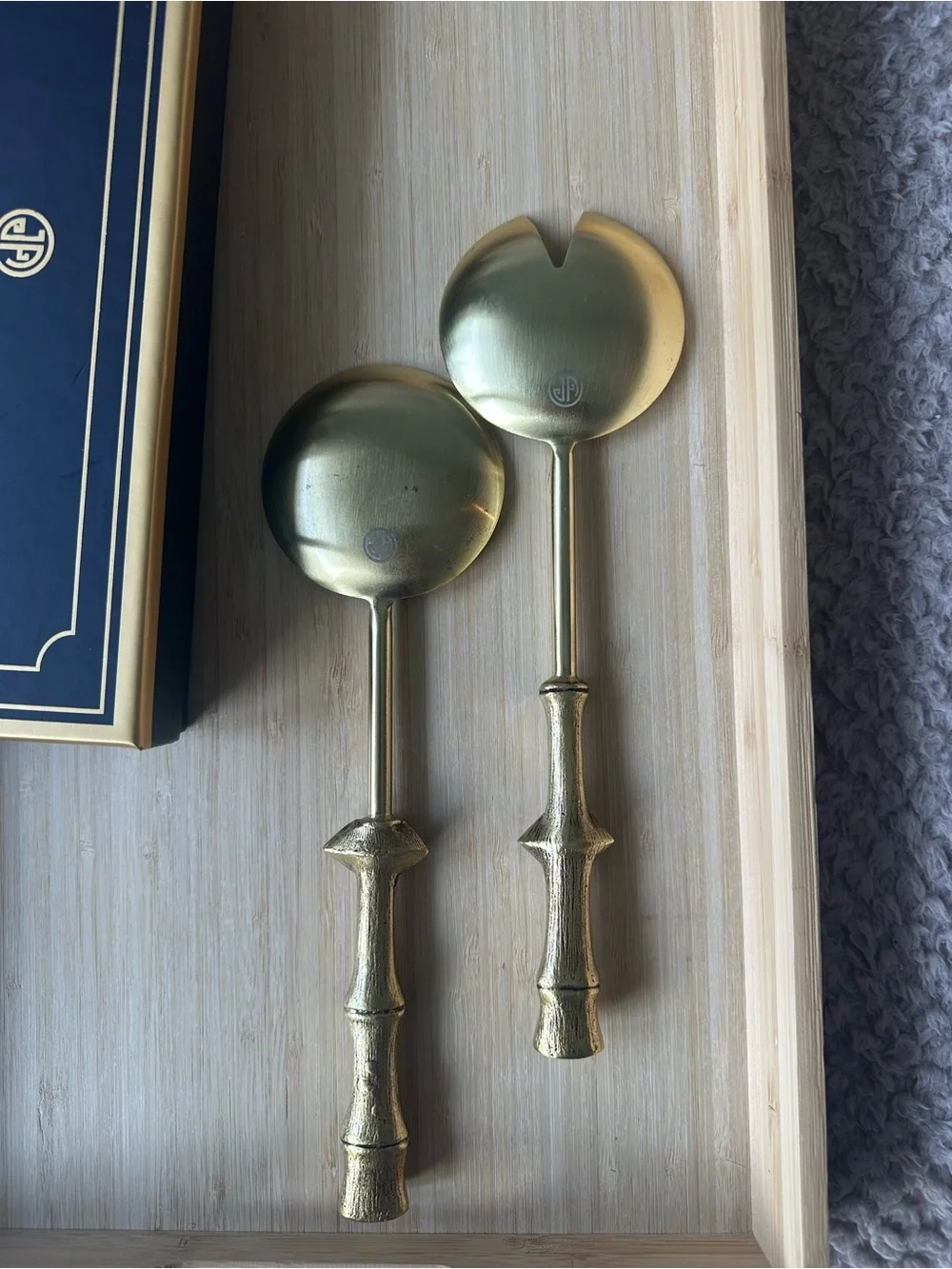 Jonathan Adler Gold Bamboo-Handle Serving Spoon Set