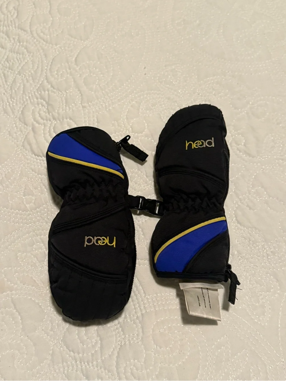 HEAD Kids Black Mittens with Blue & Yellow Accents