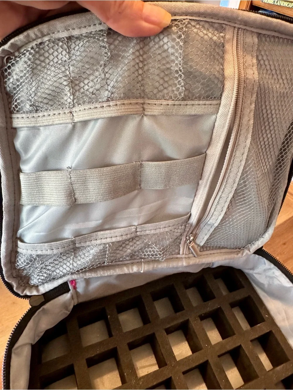 Double Compartment Travel Manicure/Cosmetic Bag in Pink