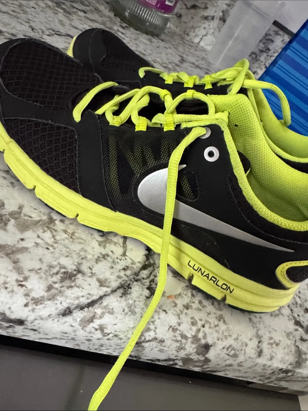 Nike Black & Neon Yellow Athletic Running Shoes