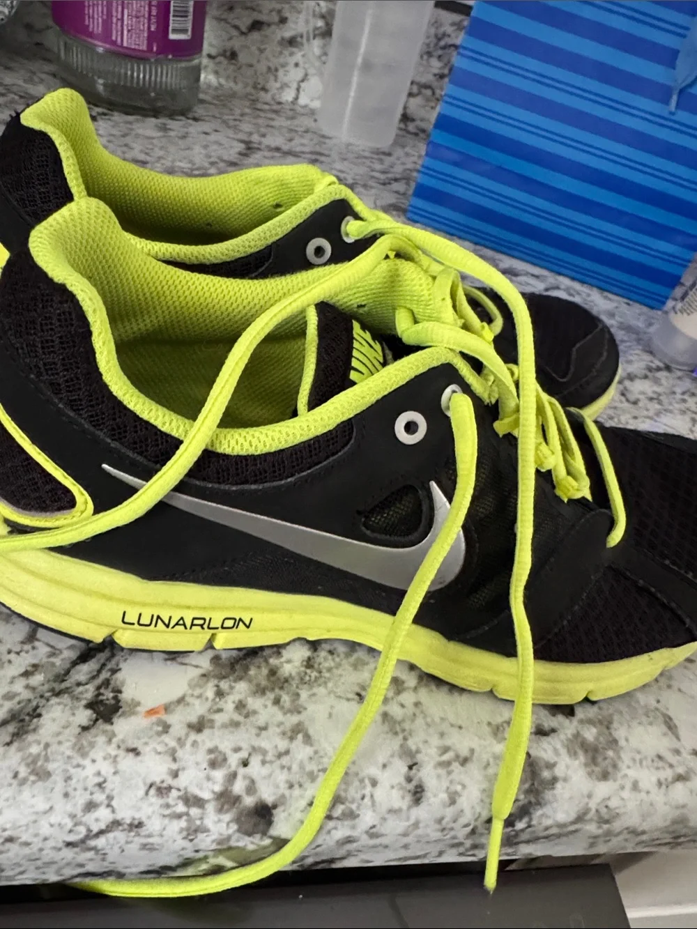 Nike Black & Neon Yellow Athletic Running Shoes