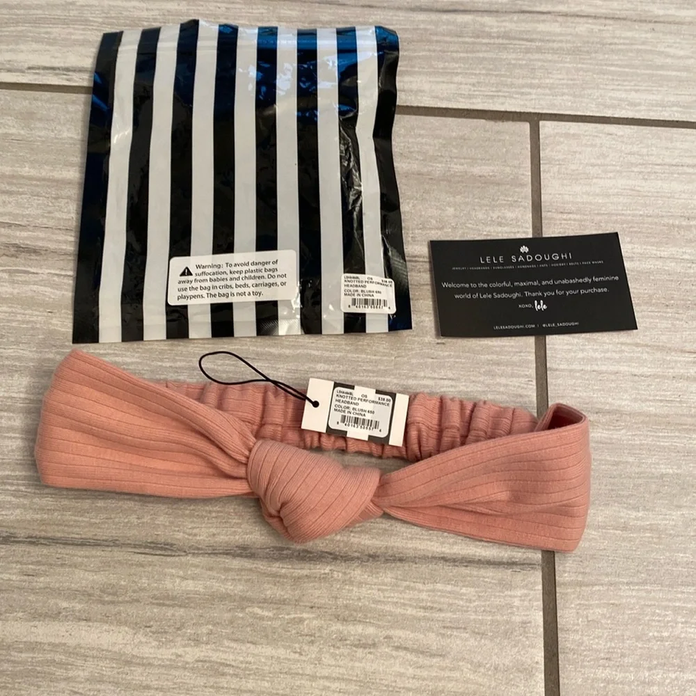 Lele Sadoughi Knotted Performance Headband Blush NWT