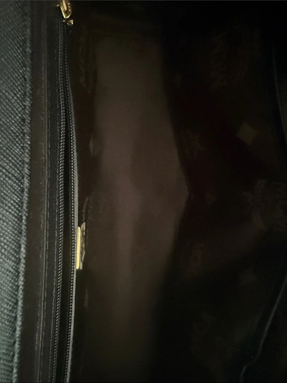 MCM Black Leather Shoulder Bag with Gold Logo Plate