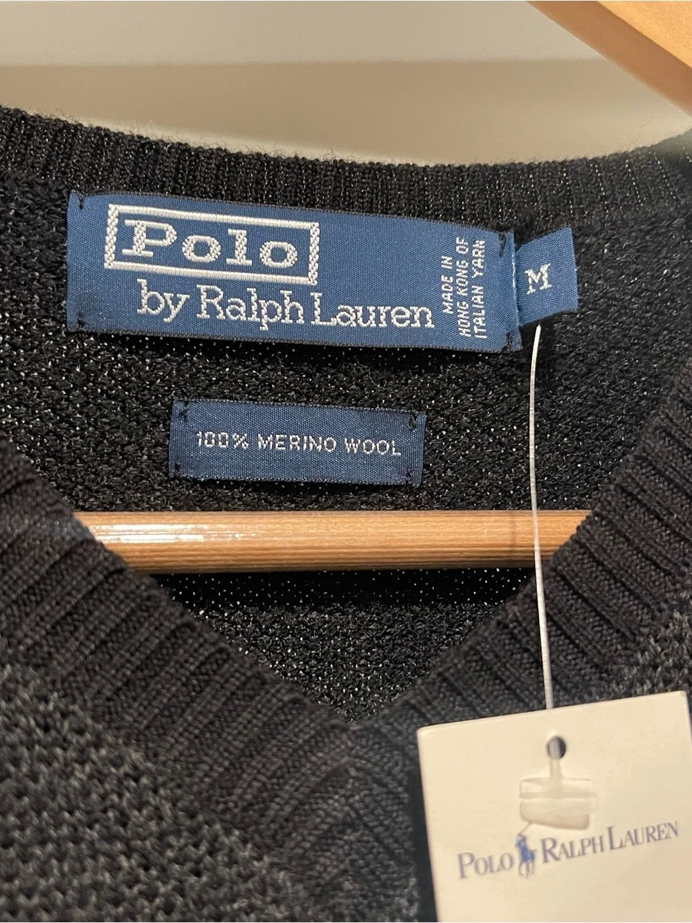 Polo Ralph Lauren 100% Merino Wool Sleeveless V-Neck Vest Medium NWT Charcoal