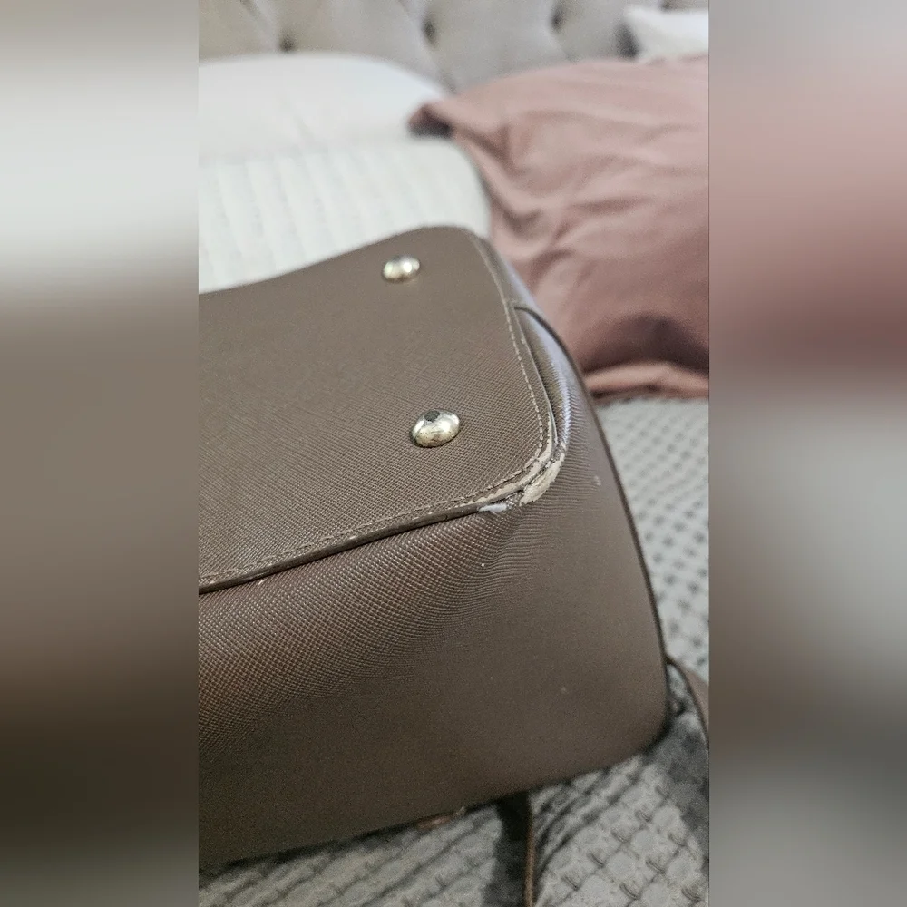 KATE SPADE Cedar Creek Collection Leather Large Tote In Lightbrown/mauve.